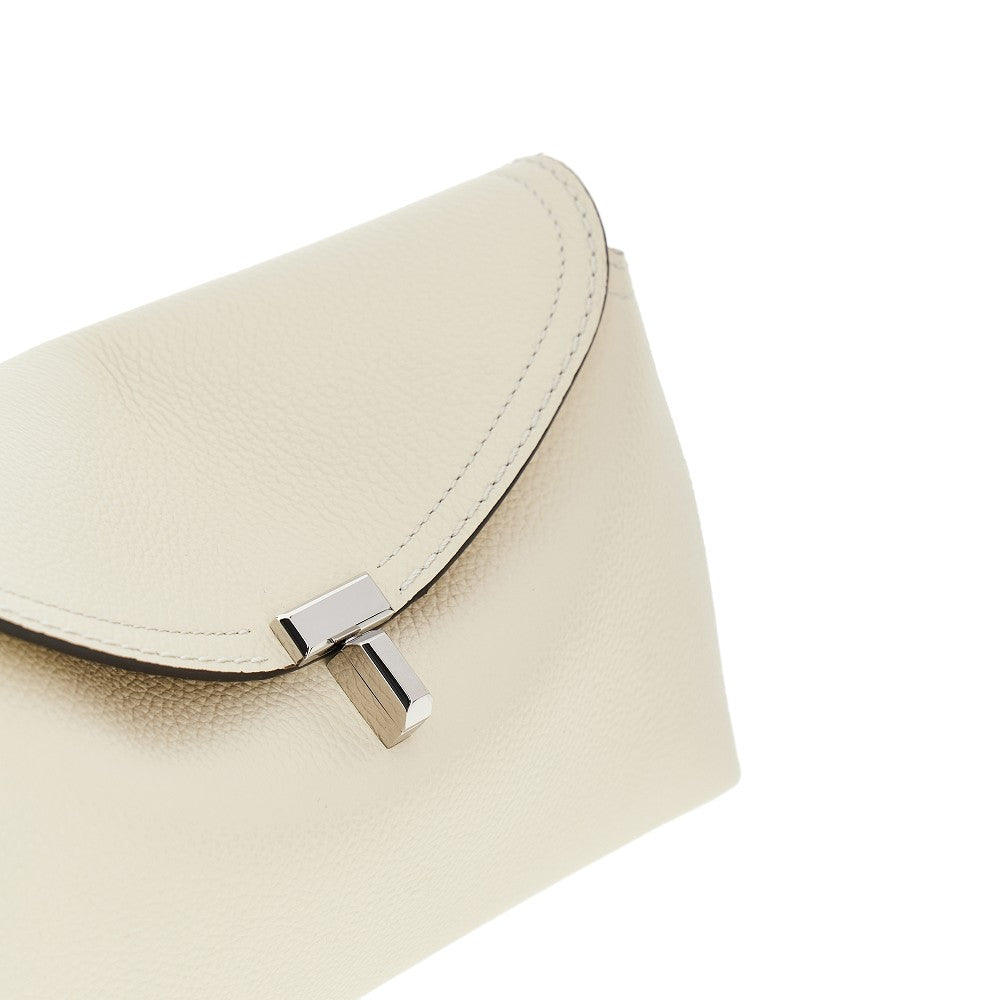 'T-Lock' grained leather clutch