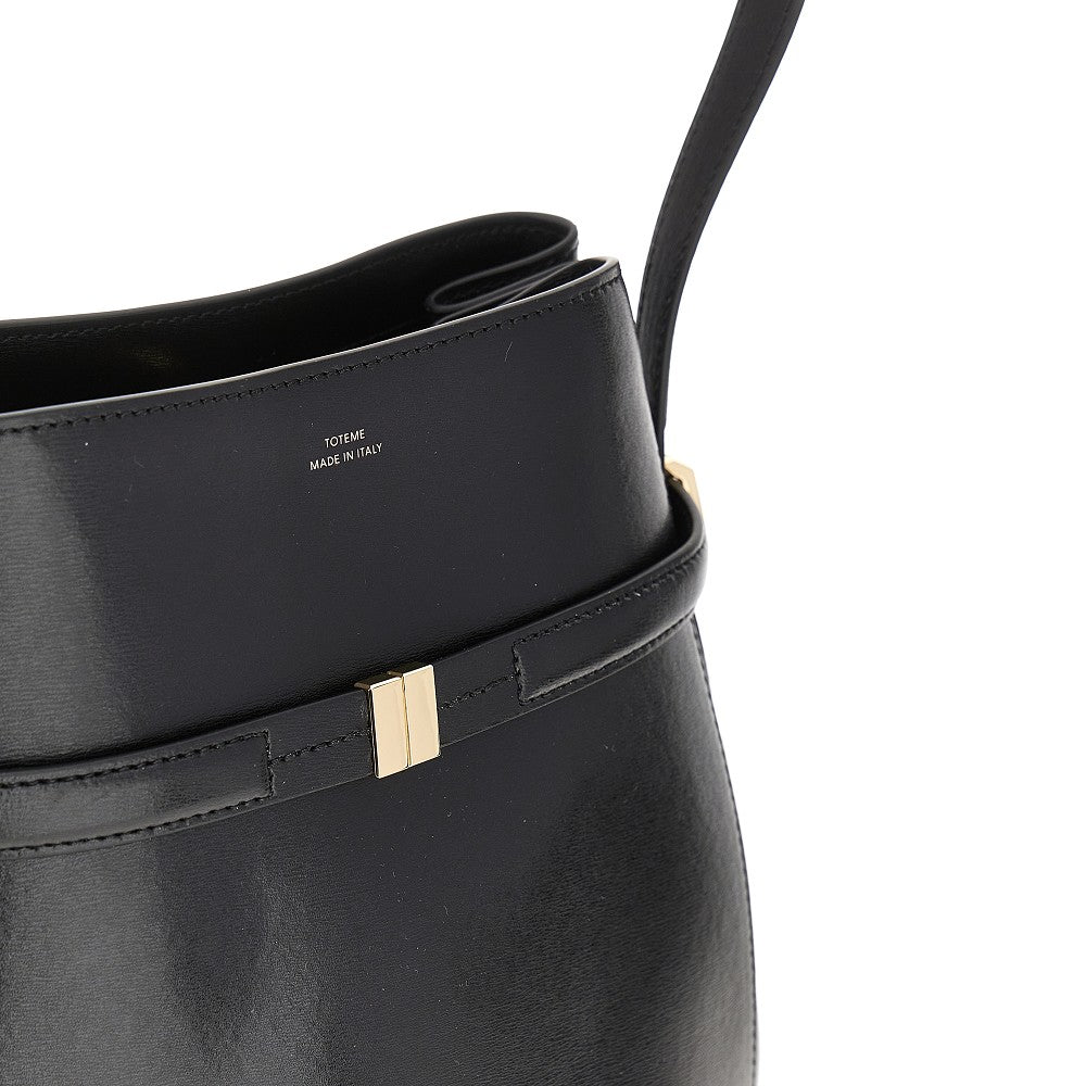 Leather 'T-lock' clutch