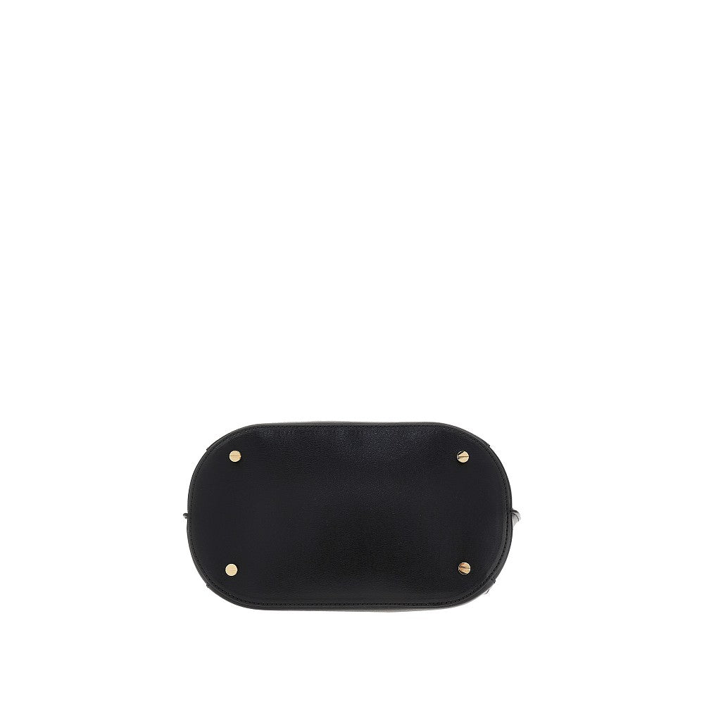 Leather 'T-lock' clutch