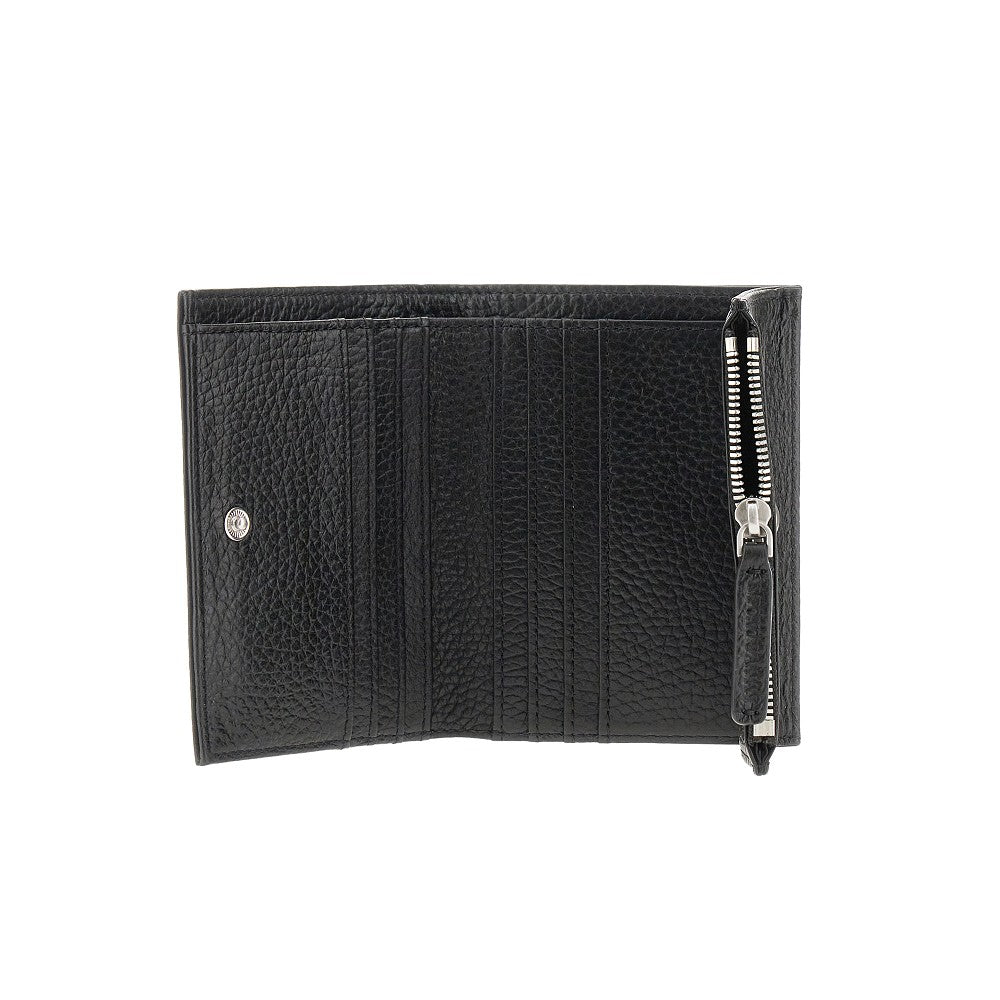 Grained leather bi-fold wallet
