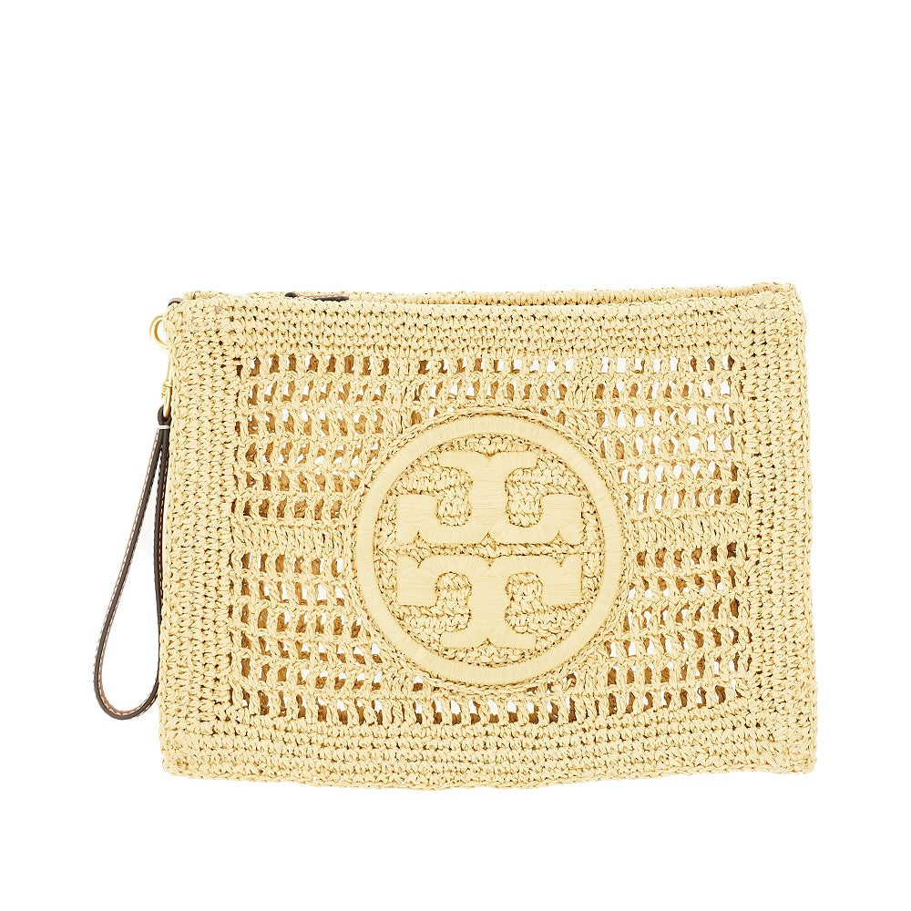 'Ella' crochet raffia pouch