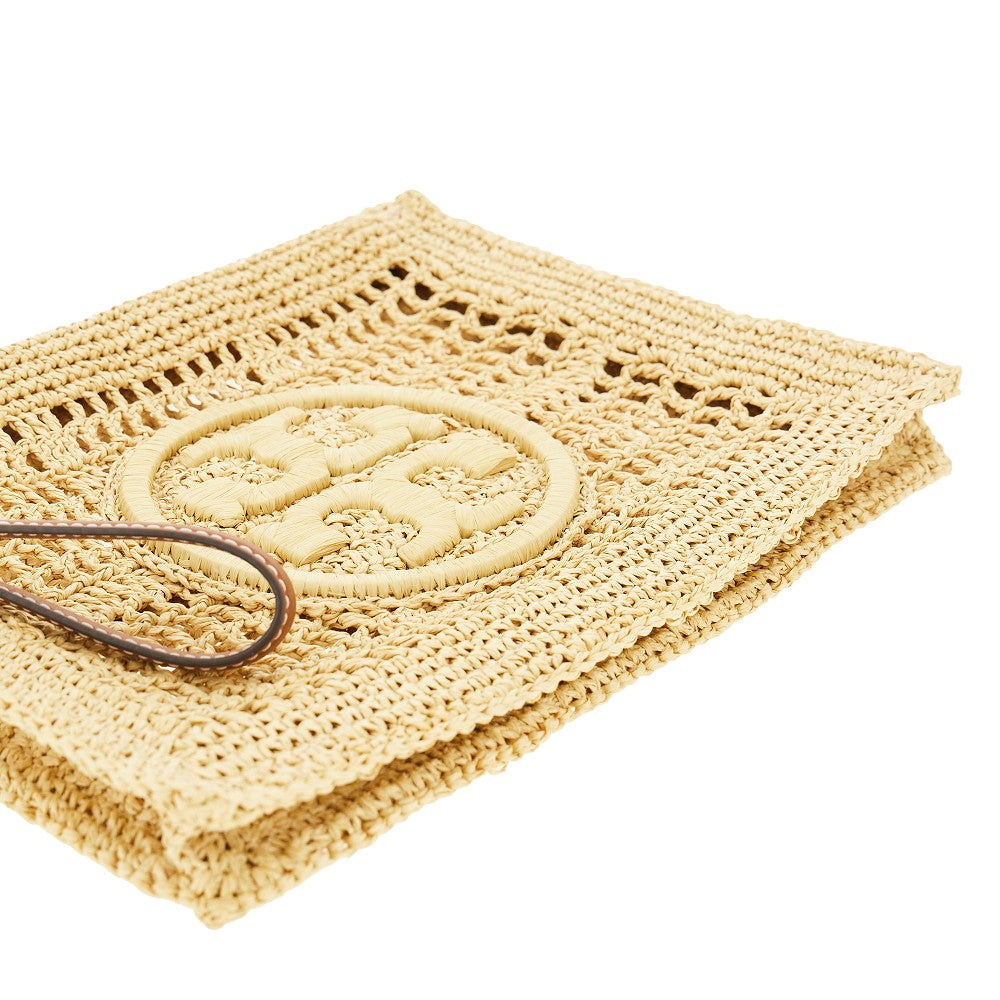 'Ella' crochet raffia pouch