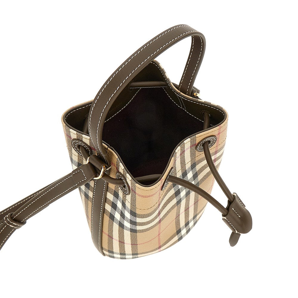 Check coated fabric mini bucket bag