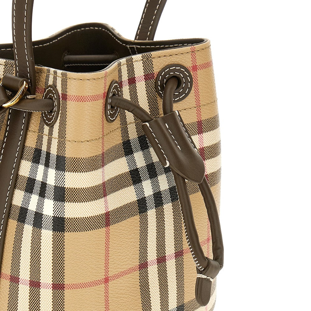 Check coated fabric mini bucket bag