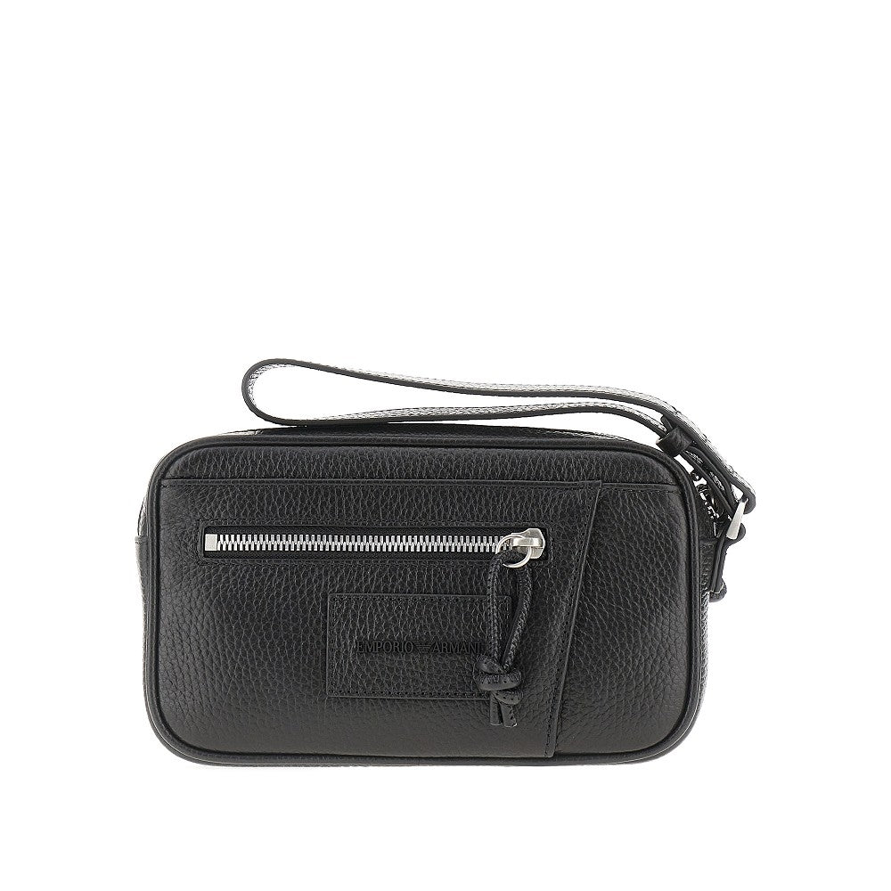 Grained leather pouch