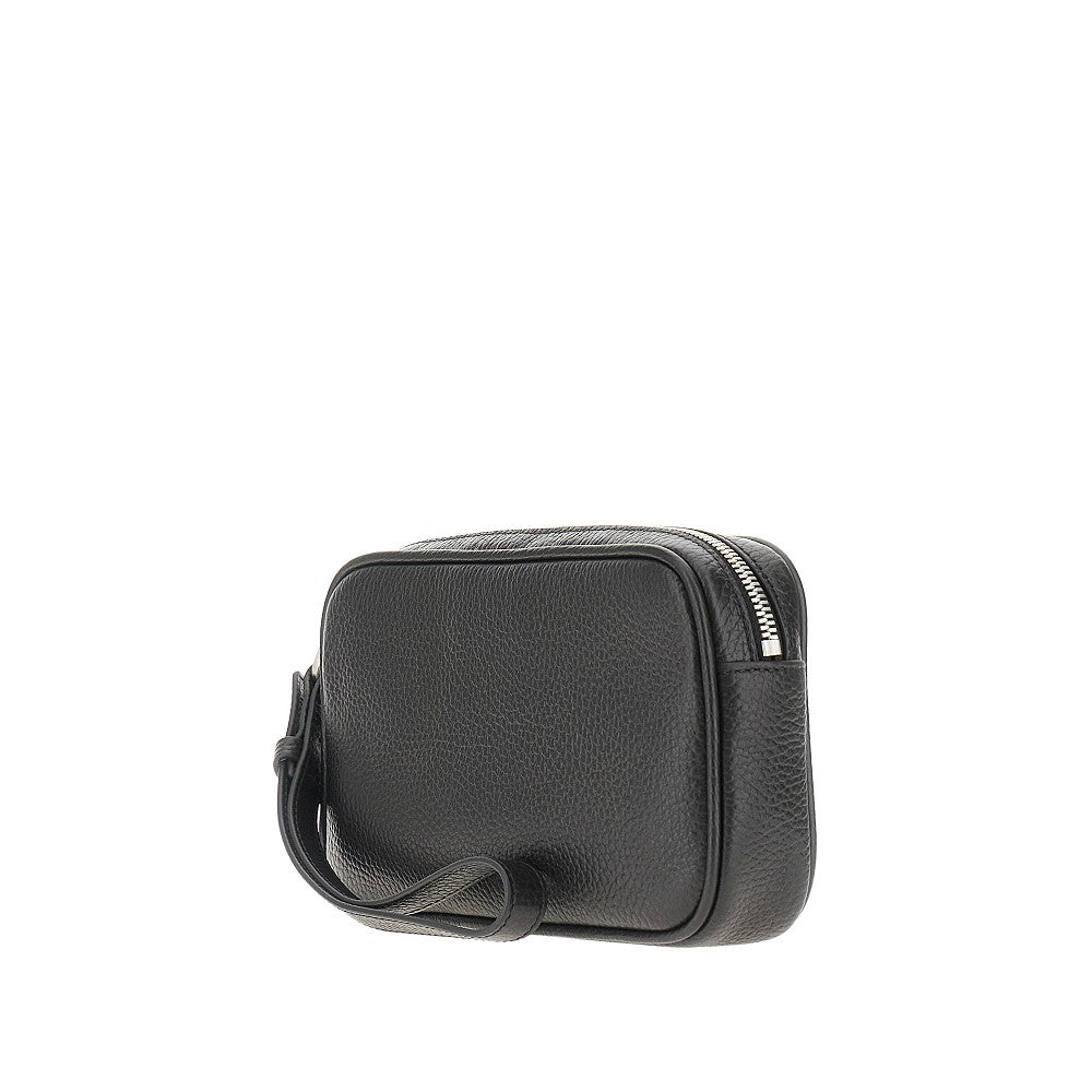 Grained leather pouch