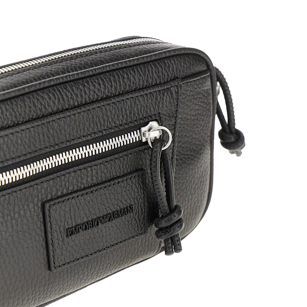 Grained leather pouch