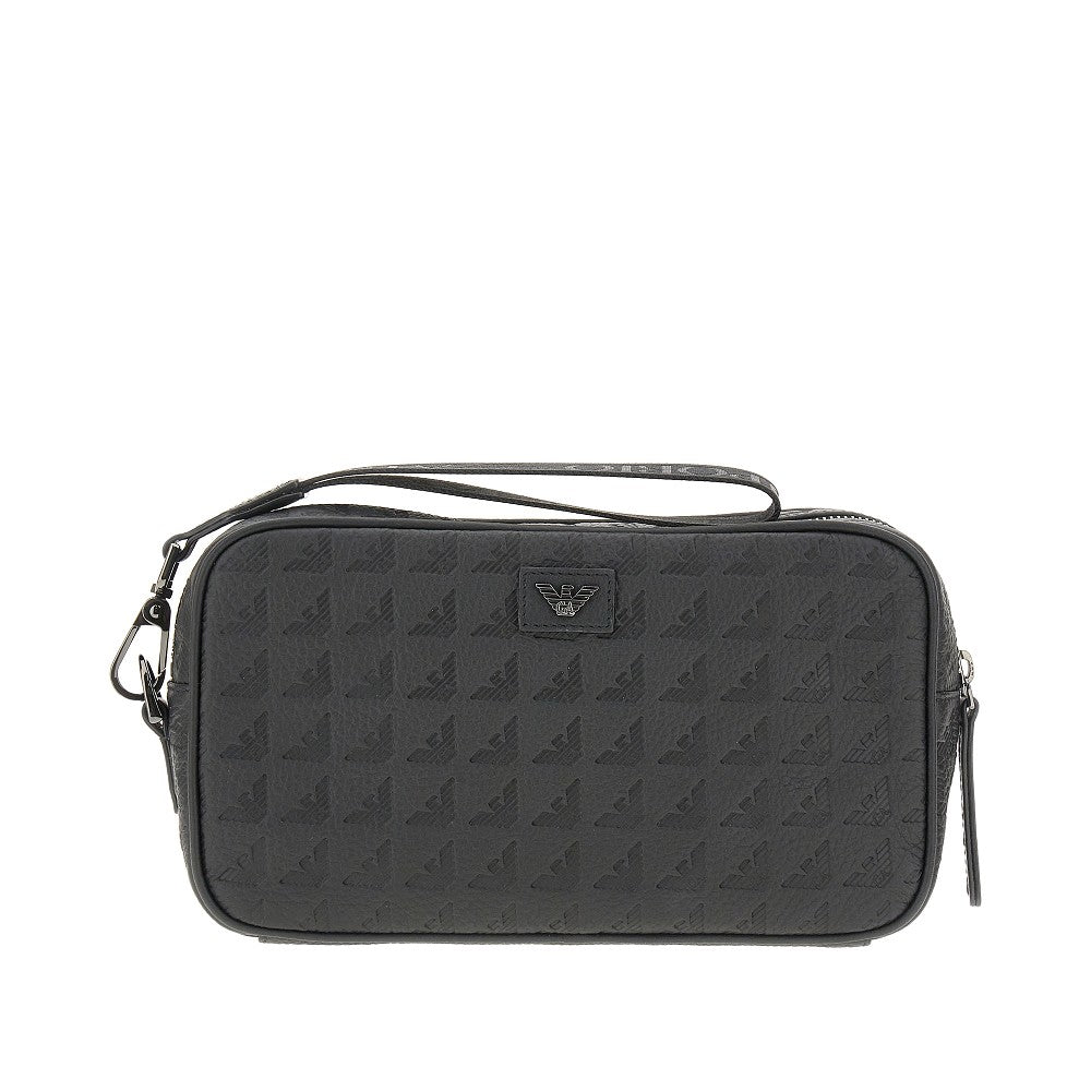 Beauty case in pelle goffrata logo all-over