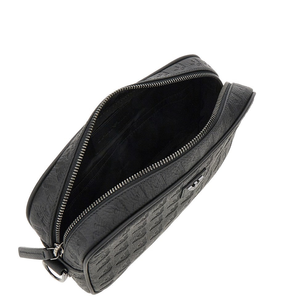Beauty case in pelle goffrata logo all-over