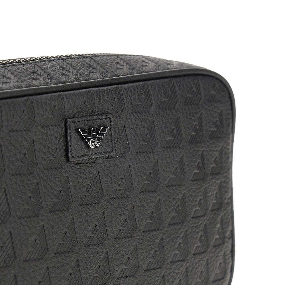 Beauty case in pelle goffrata logo all-over