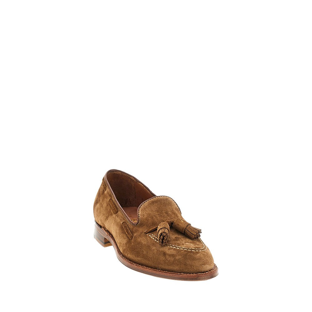 Mocassini in pelle scamosciata con nappine