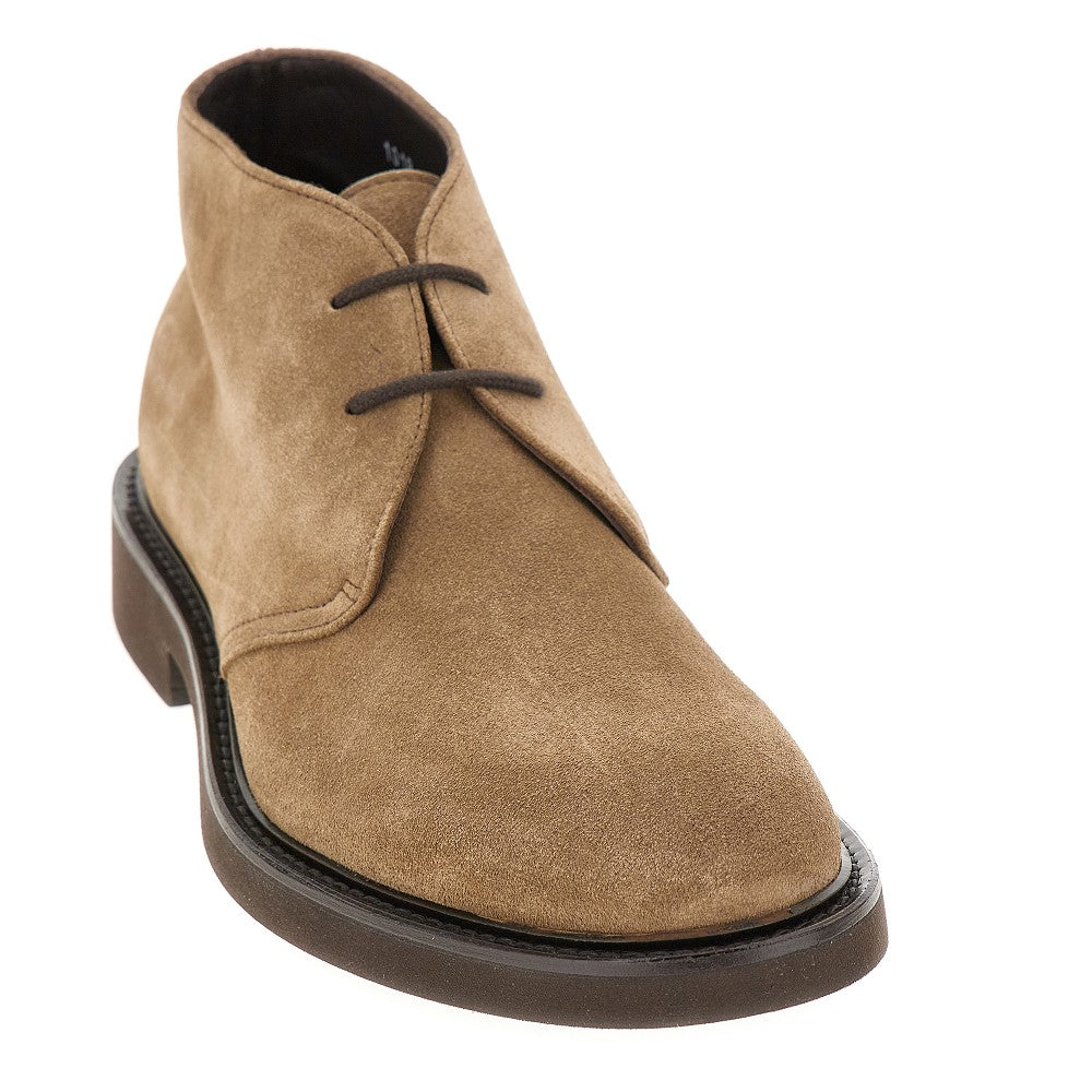 Scarpa stringata in pelle scamosciata