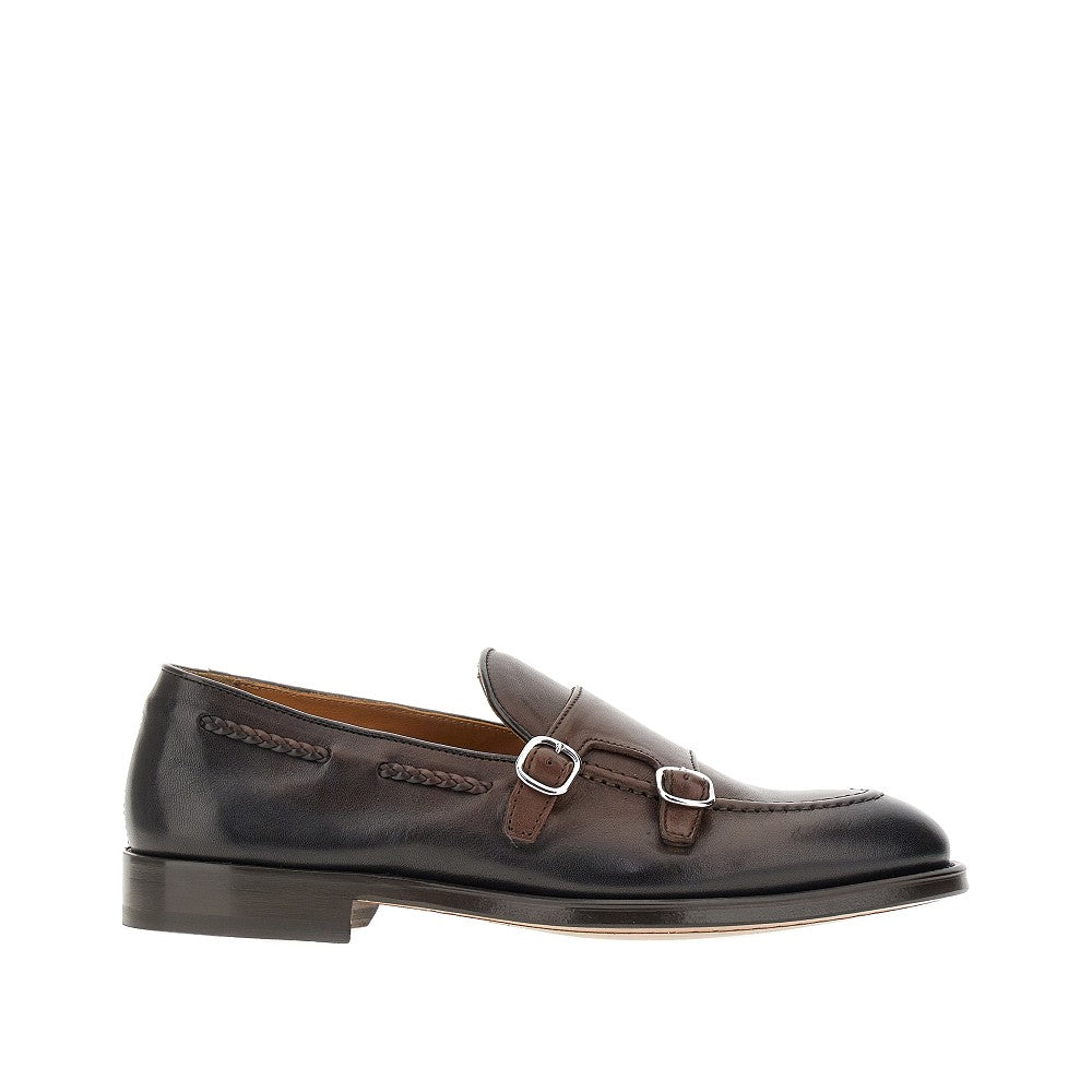 Mocassini Double Monk Strap in pelle