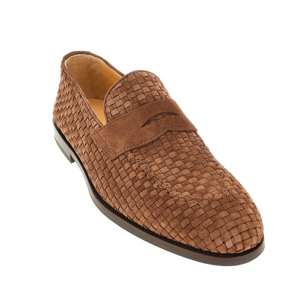 Mocassini in pelle scamosciata intrecciata