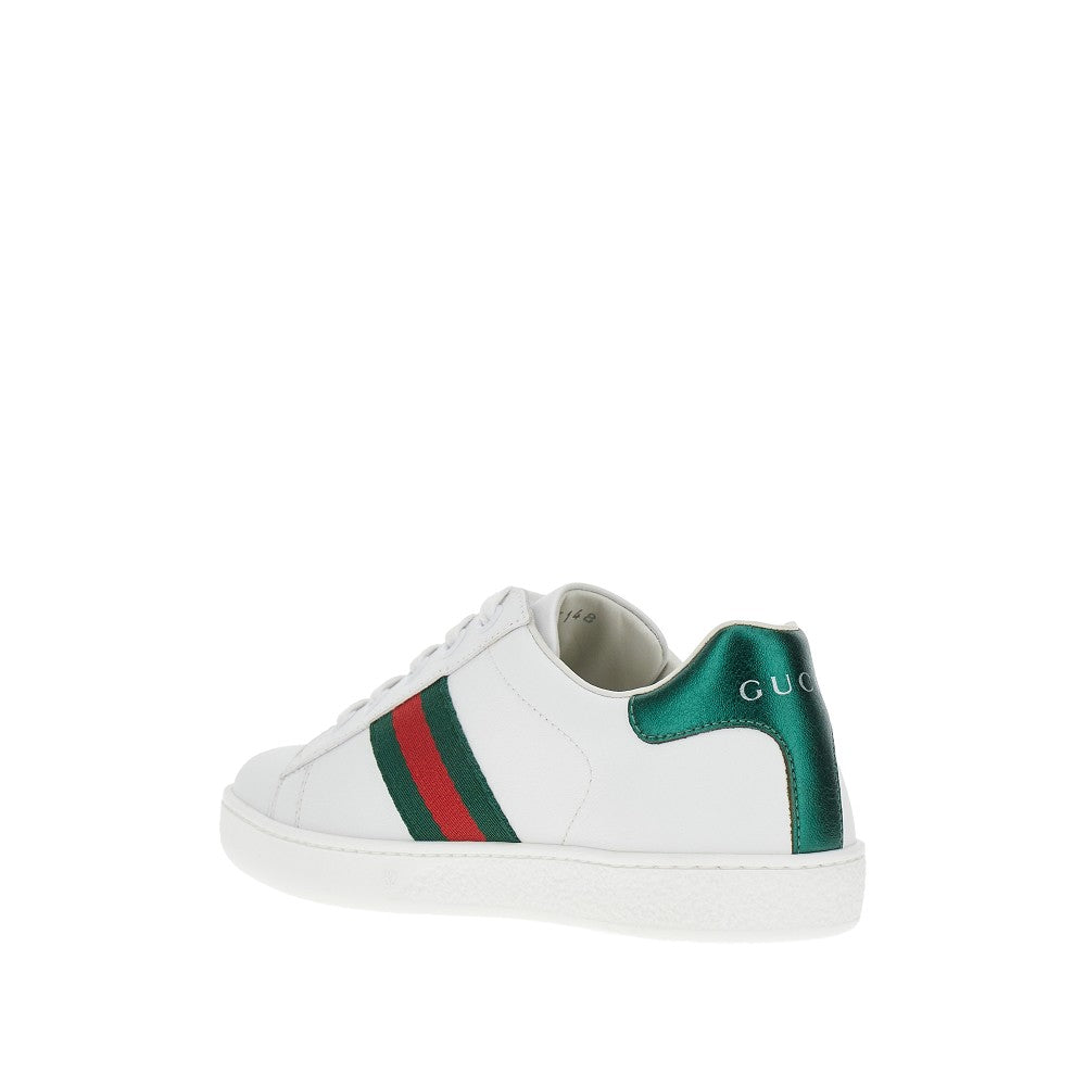 Leather sneakers with Web ribbon detail