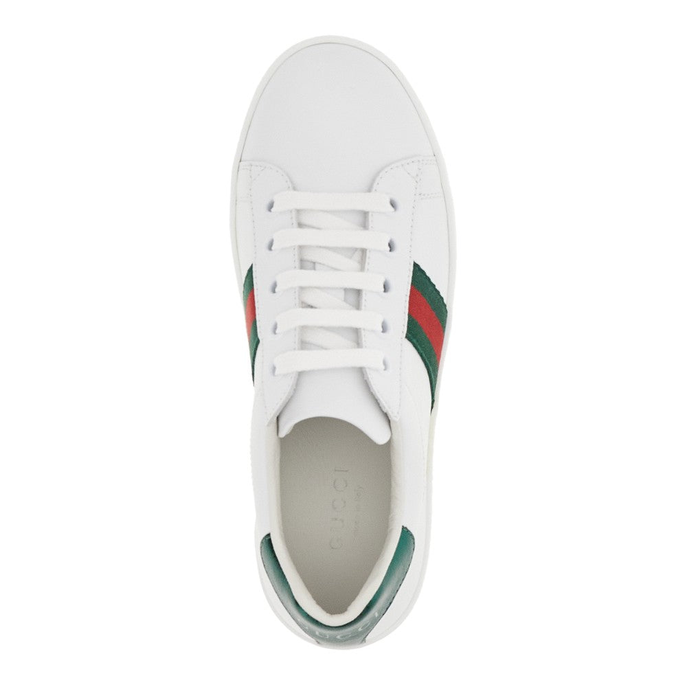 Leather sneakers with Web ribbon detail