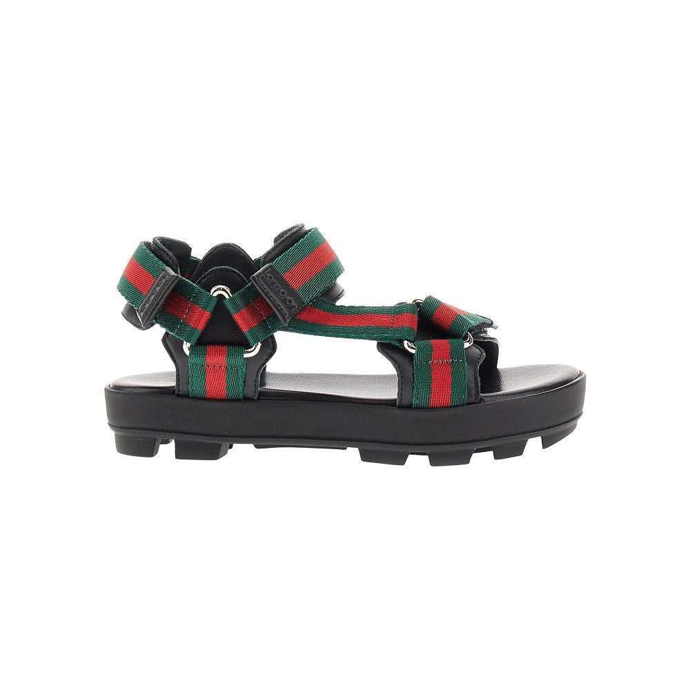 Nappa leather and Web ribbon sandals