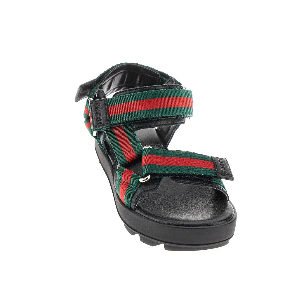 Nappa leather and Web ribbon sandals