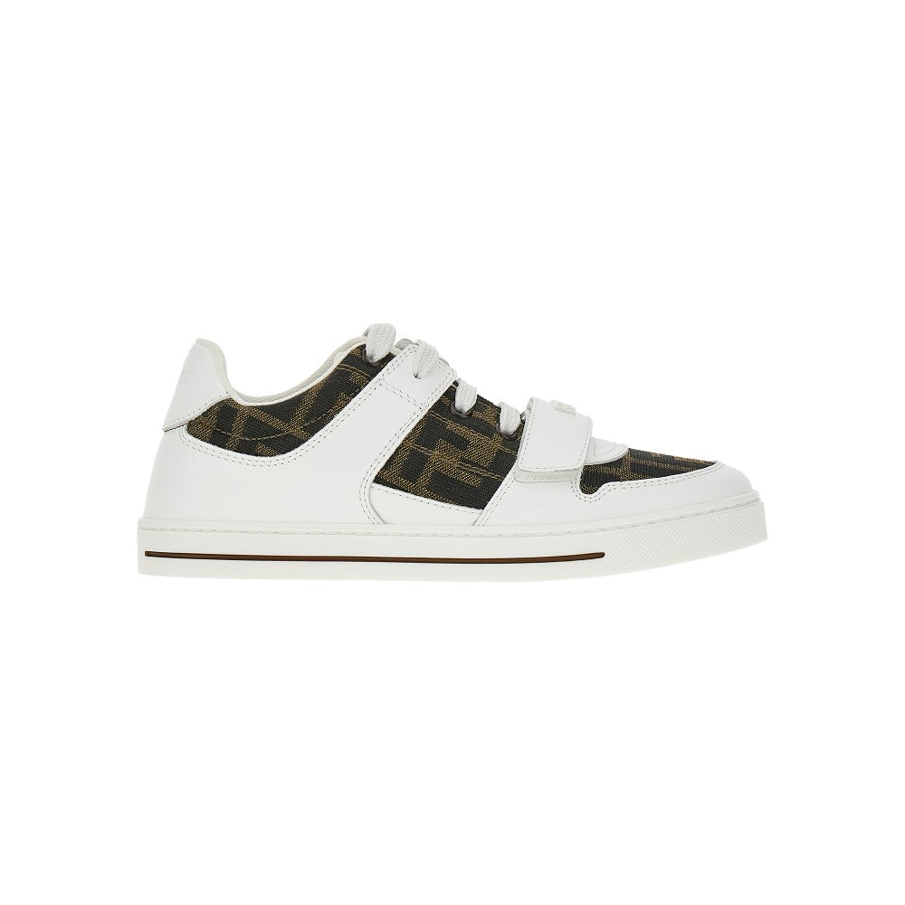 Sneakers in pelle e tessuto jacquard FF