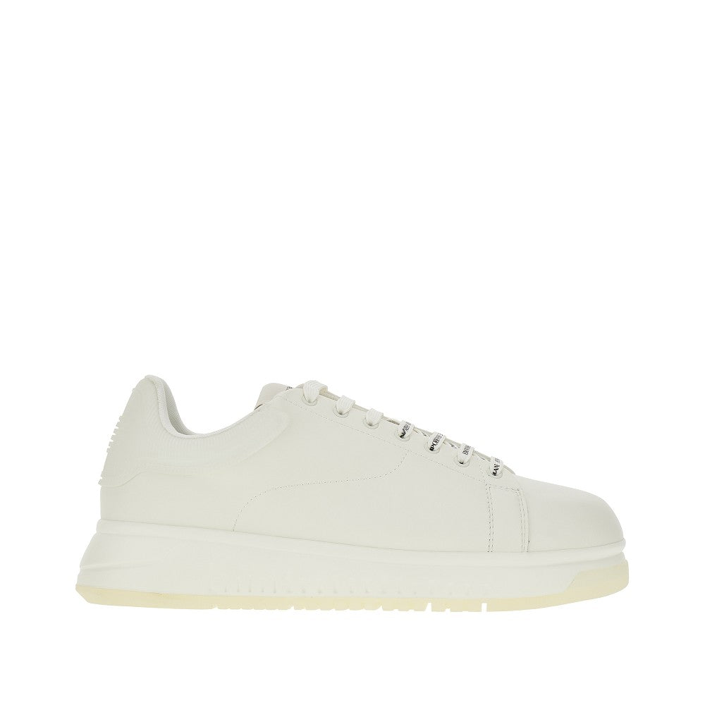 Leather sneakers with rubber heel tab