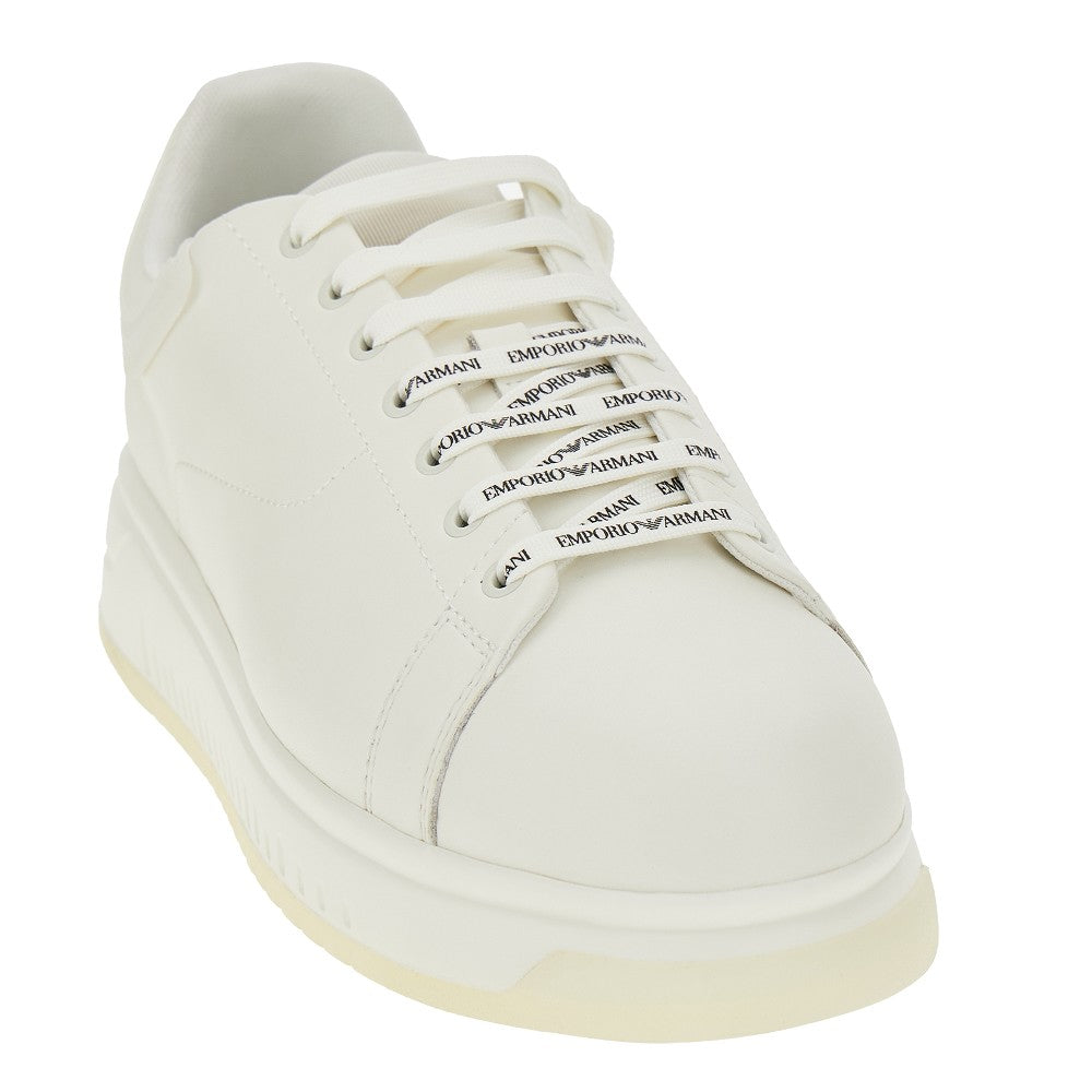 Leather sneakers with rubber heel tab