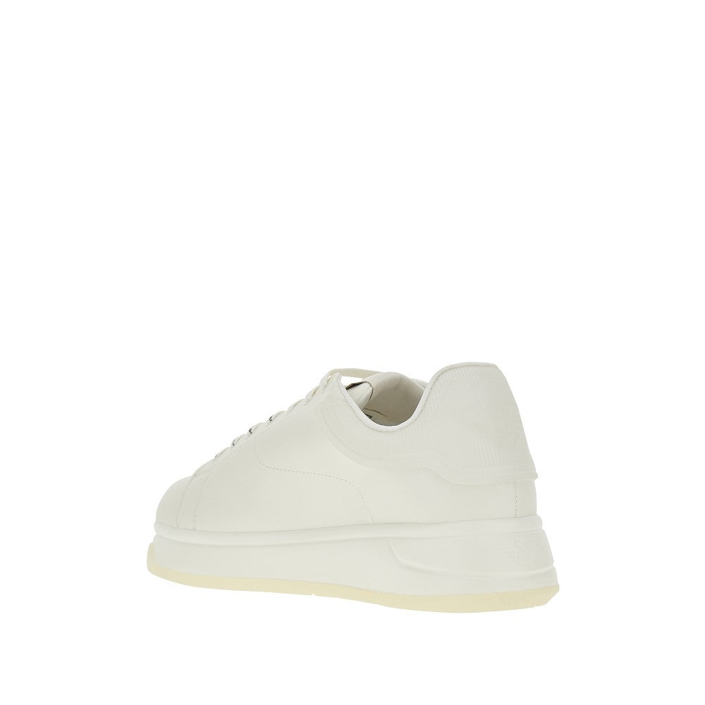 Leather sneakers with rubber heel tab