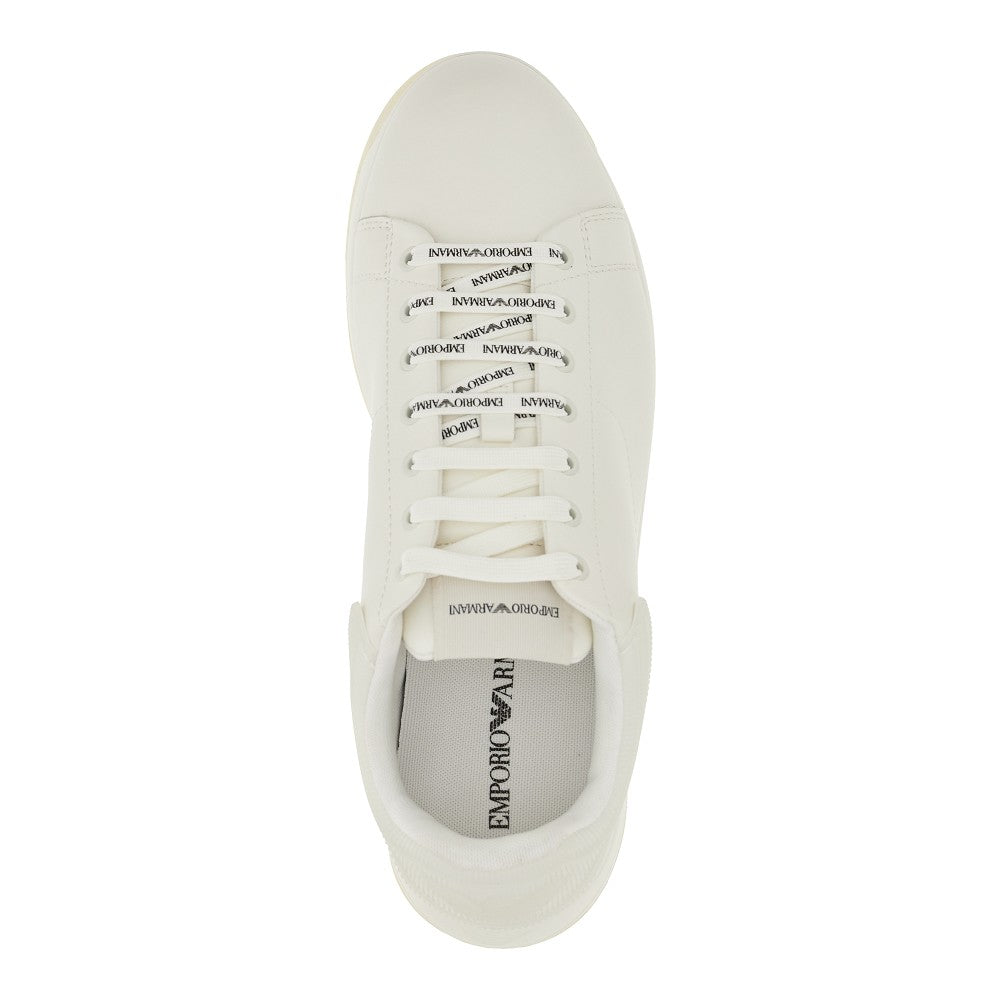 Leather sneakers with rubber heel tab
