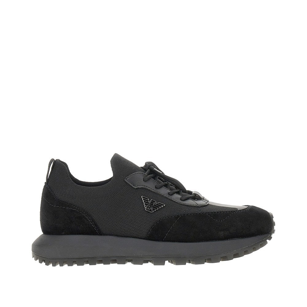 Sneakers in maglia con dettagli in suede