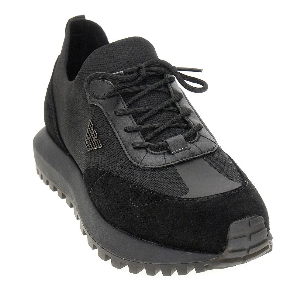 Sneakers in maglia con dettagli in suede