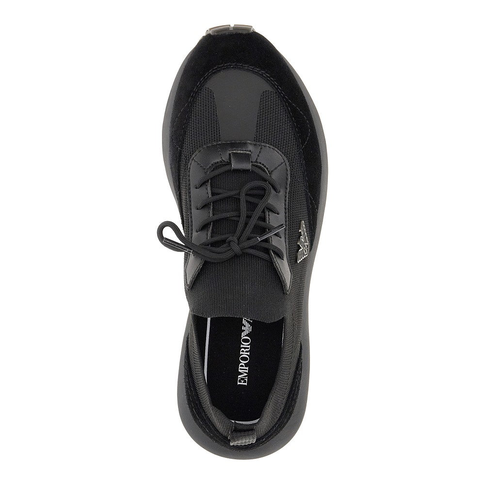 Sneakers in maglia con dettagli in suede