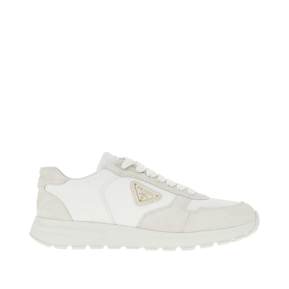 Re-Nylon and suede leather sneakers