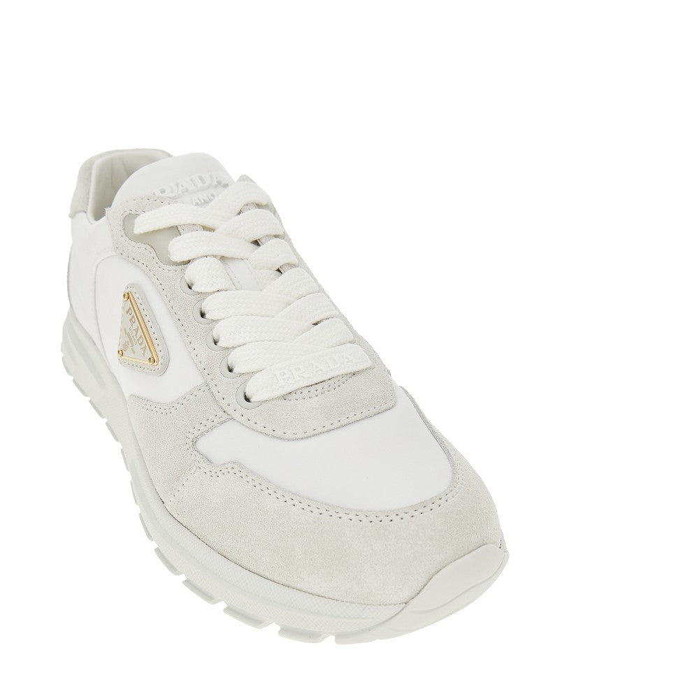 Re-Nylon and suede leather sneakers