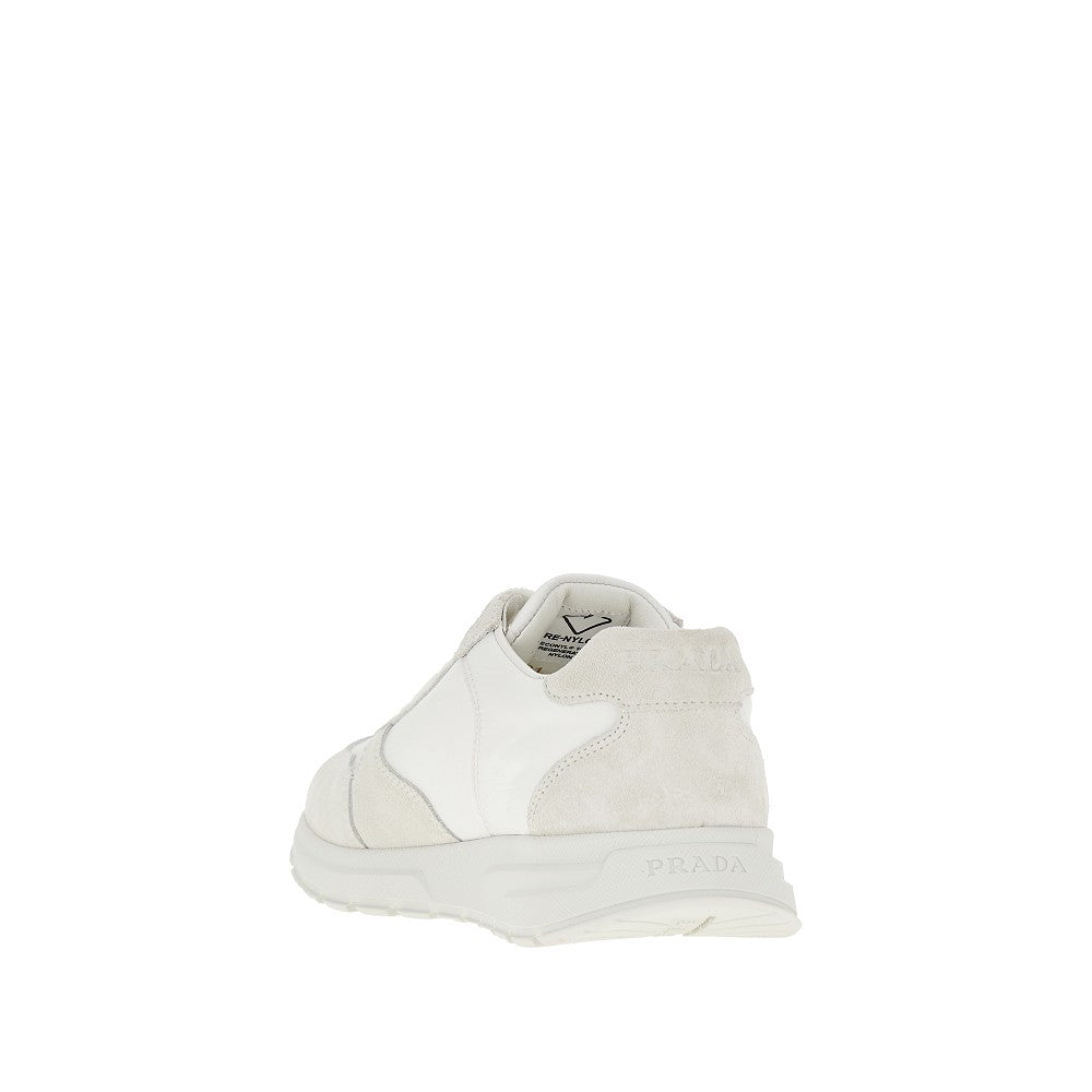 Re-Nylon and suede leather sneakers