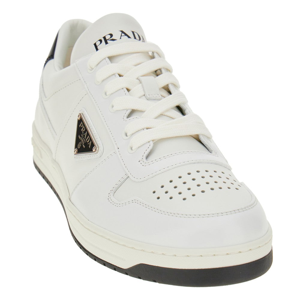 Leather sneakers with triangle logo