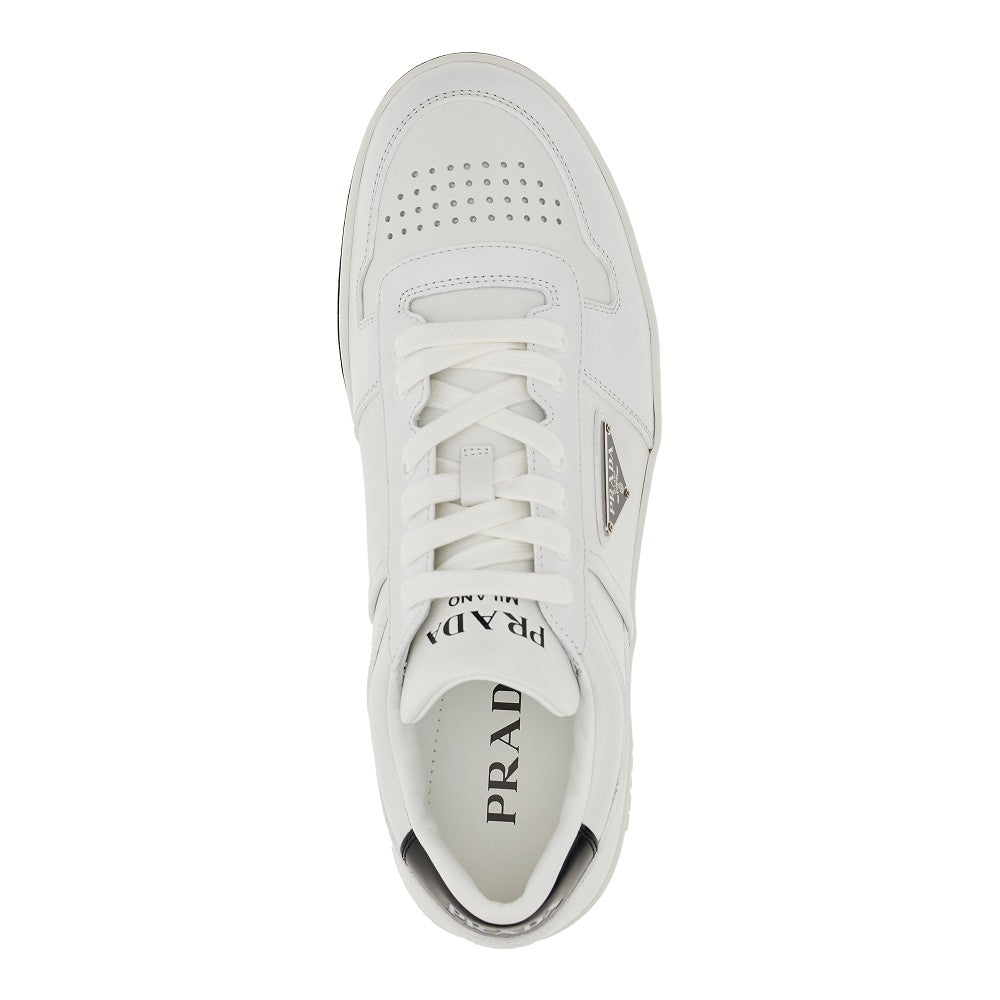 Leather sneakers with triangle logo