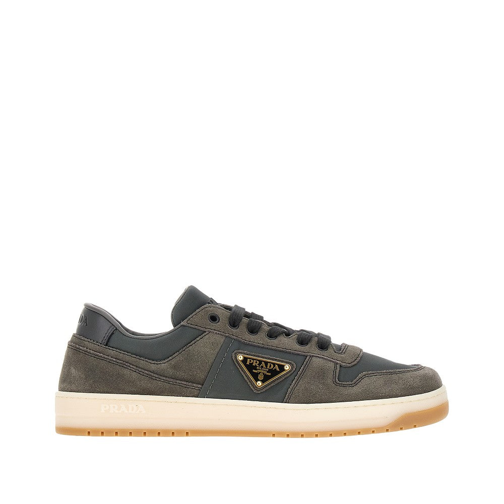 Suede leather and nylon sneakers