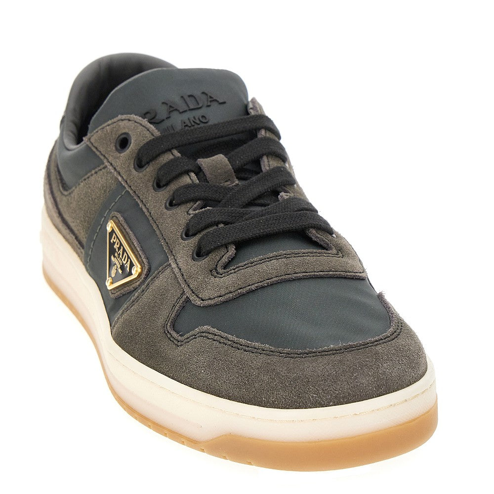 Suede leather and nylon sneakers