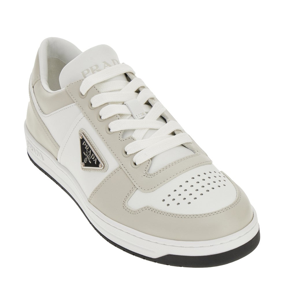 Leather sneakers with triangle logo