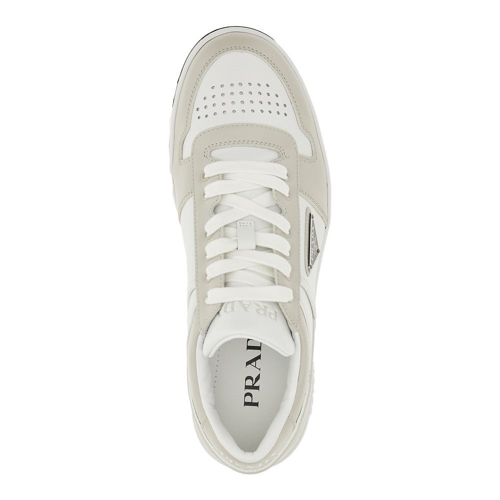 Leather sneakers with triangle logo