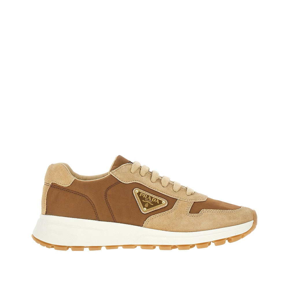 Suede leather and nylon sneakers