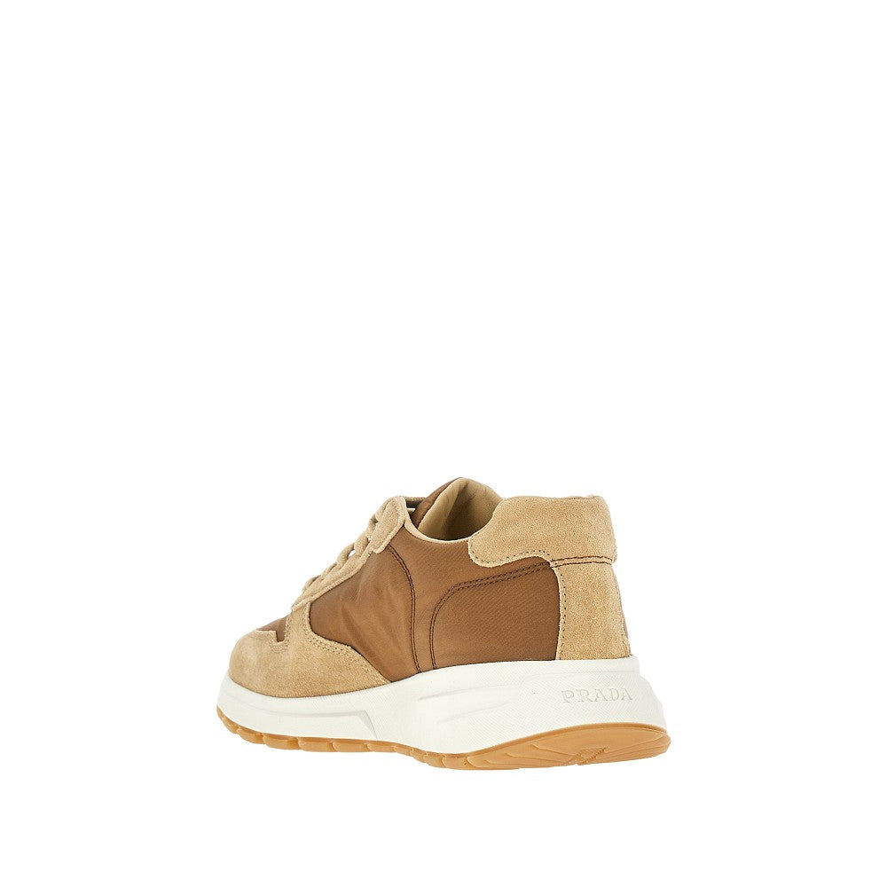 Suede leather and nylon sneakers