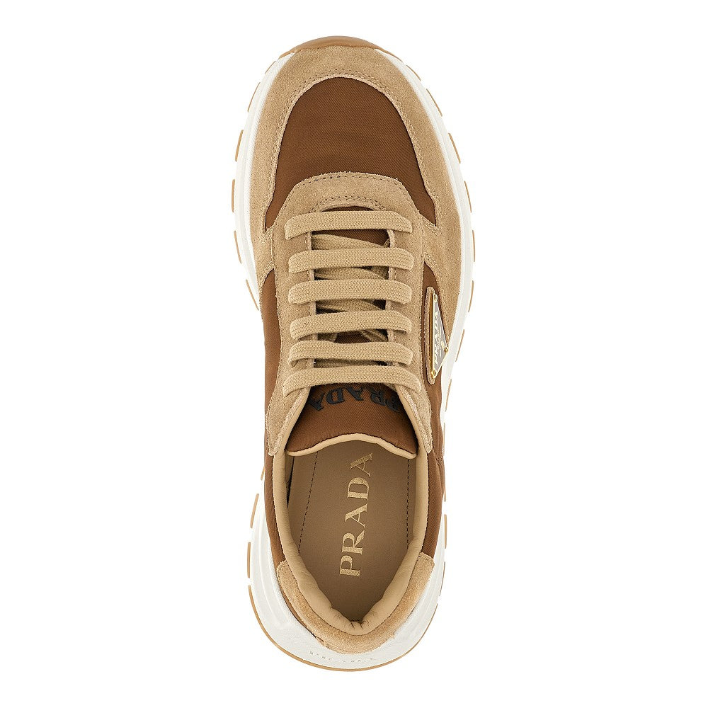 Suede leather and nylon sneakers
