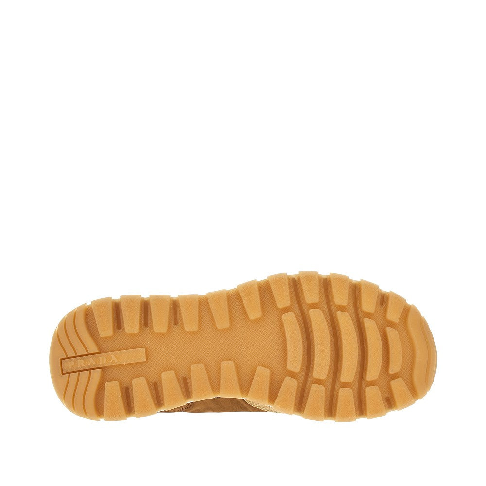 Suede leather and nylon sneakers