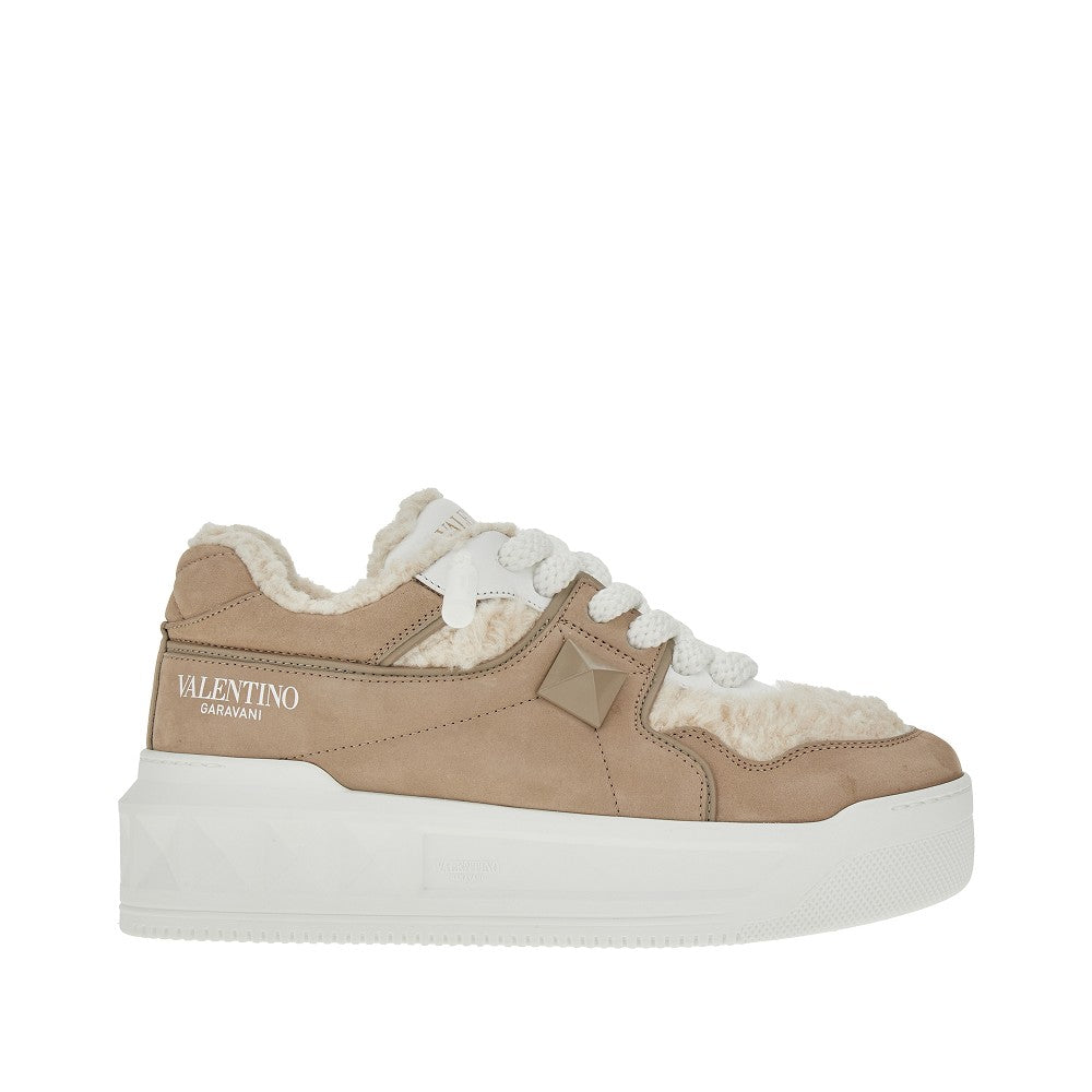 Sneakers One Stud XL in suede e shearling