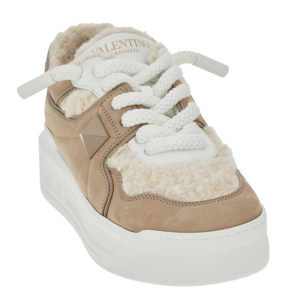 Sneakers One Stud XL in suede e shearling