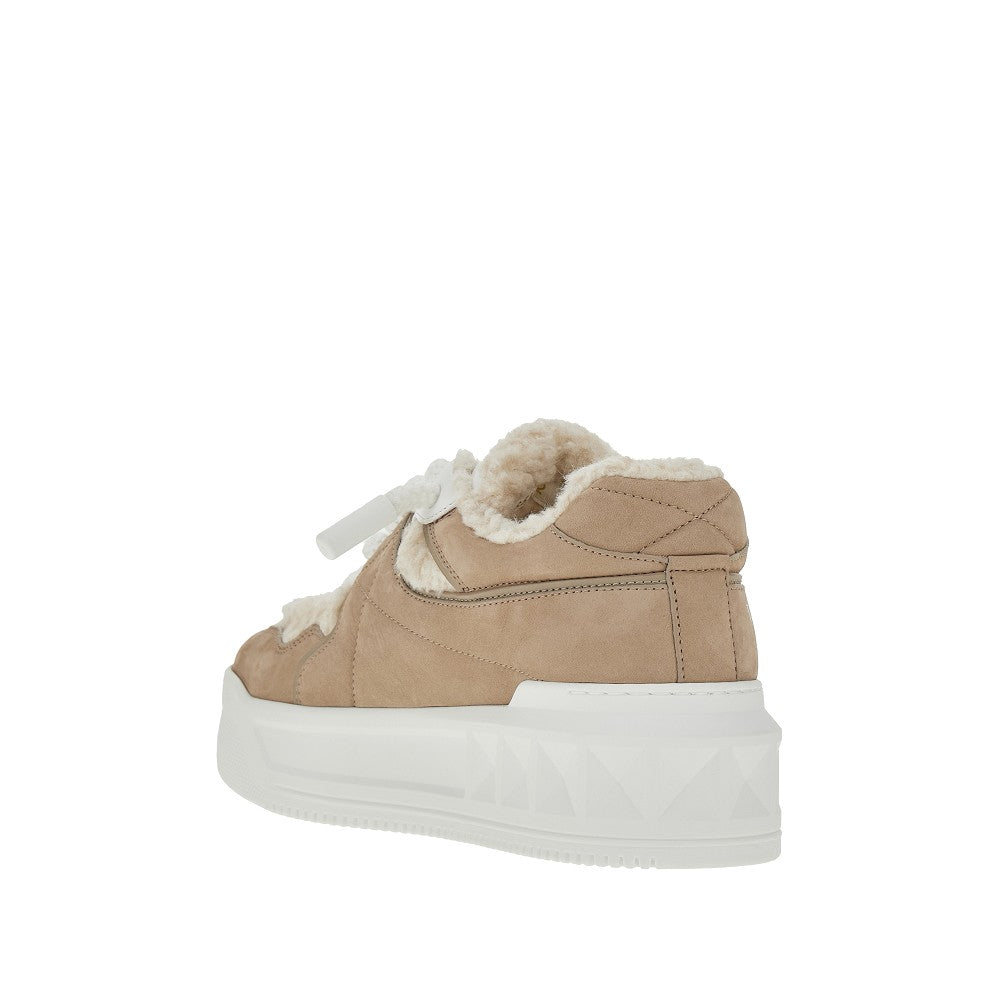 Sneakers One Stud XL in suede e shearling