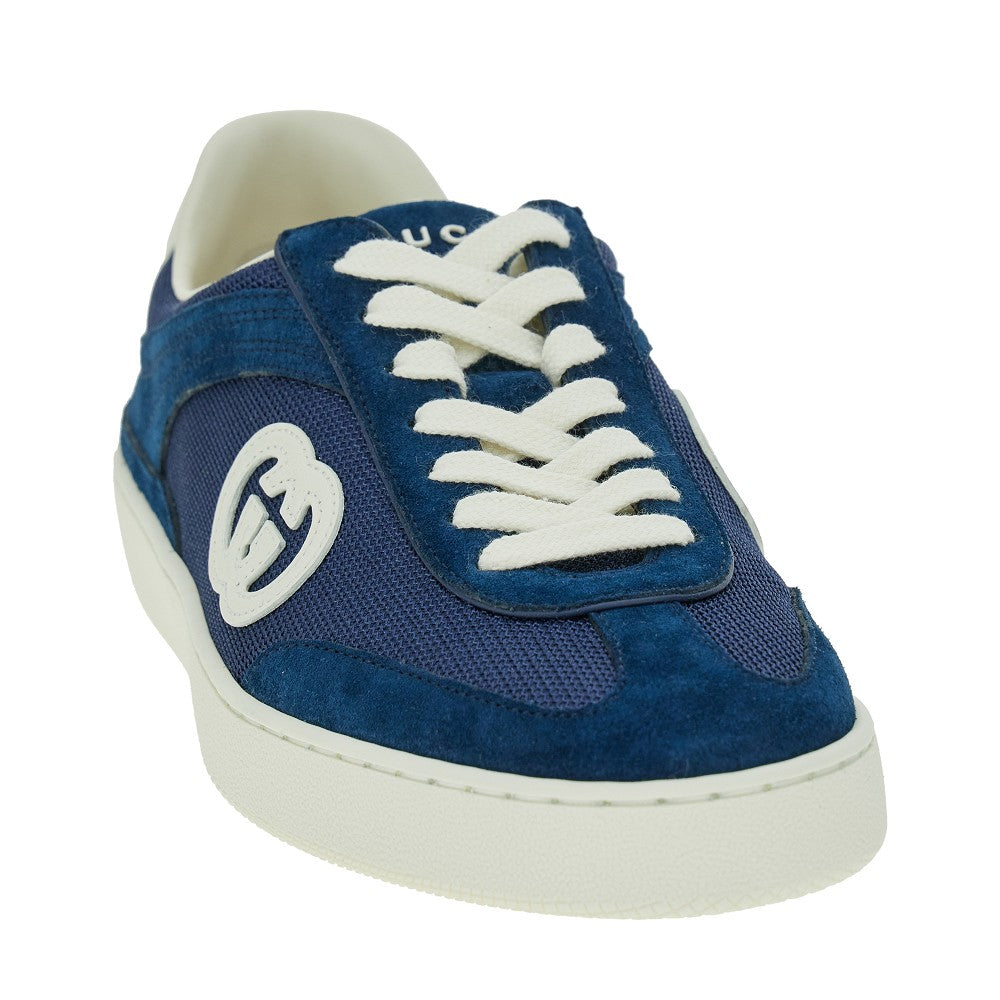Suede leather and mesh sneakers