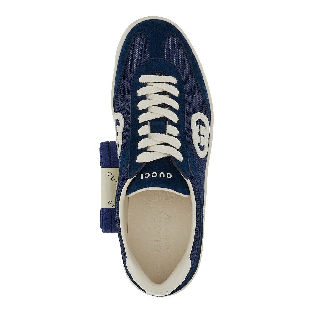 Suede leather and mesh sneakers