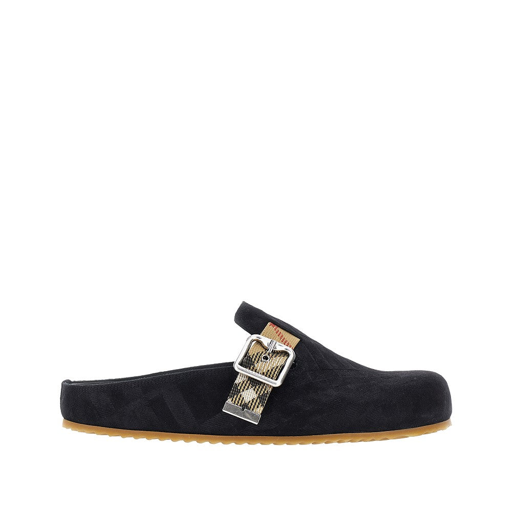 'Urchin' Check suede leather clogs