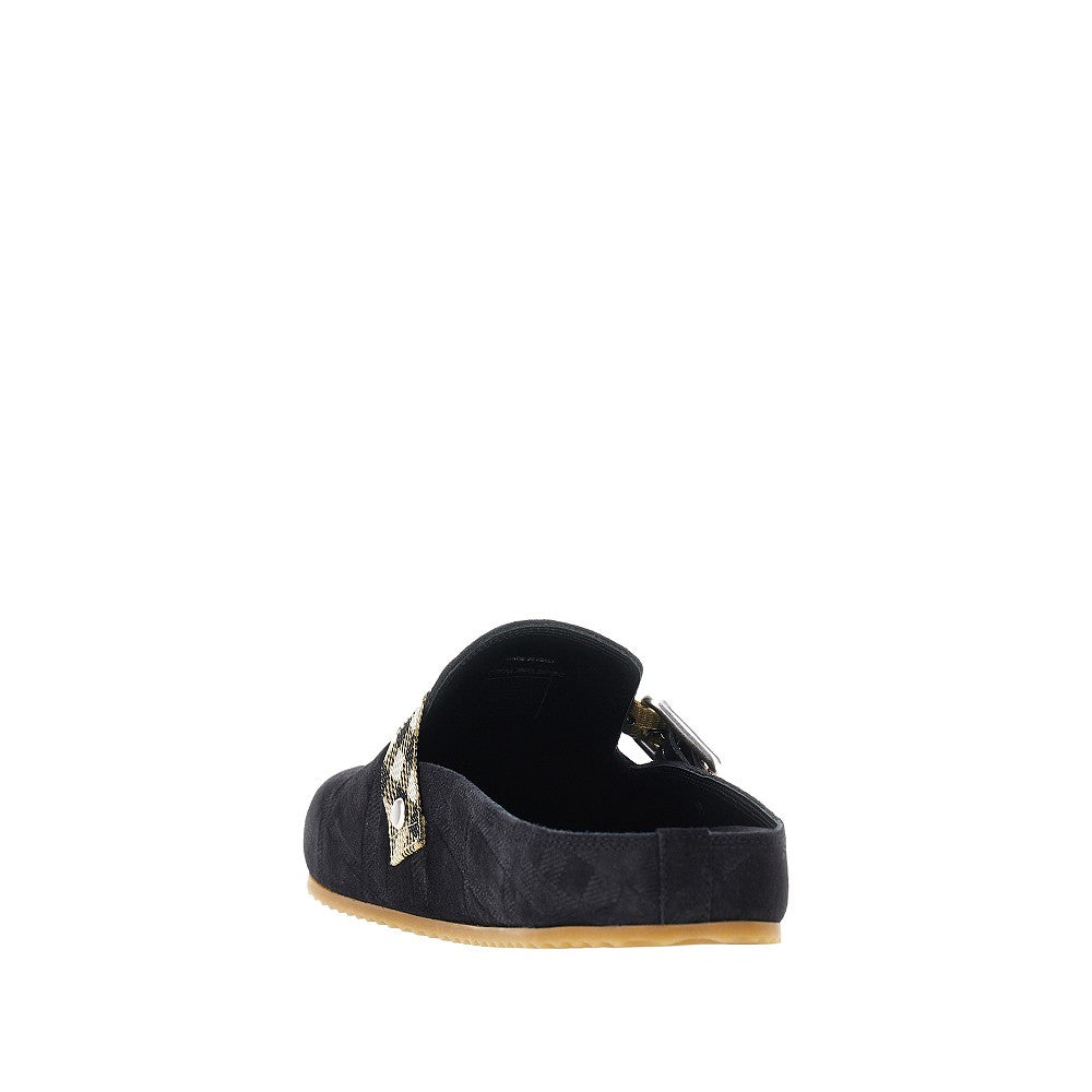 'Urchin' Check suede leather clogs